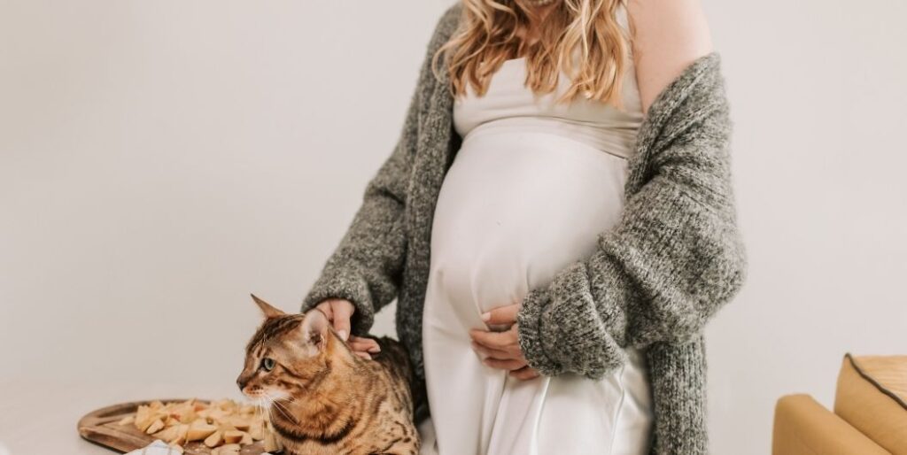 pregnant woman with cat